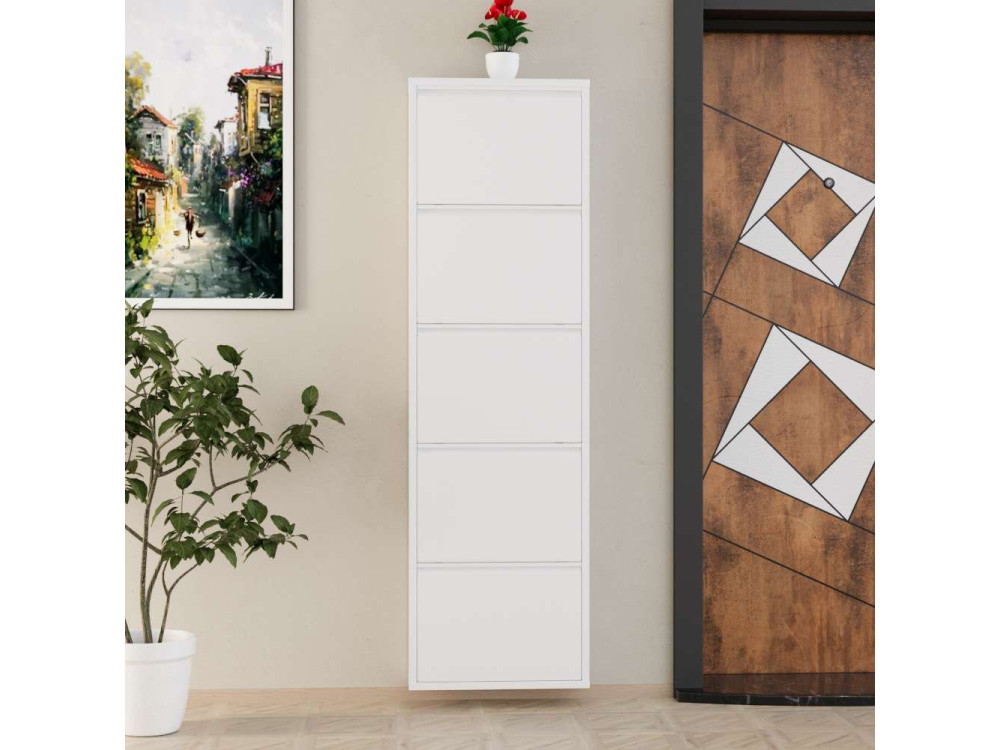 Sapateira metálica "Ayse" - 50 x 15 x 169 cm - Branco