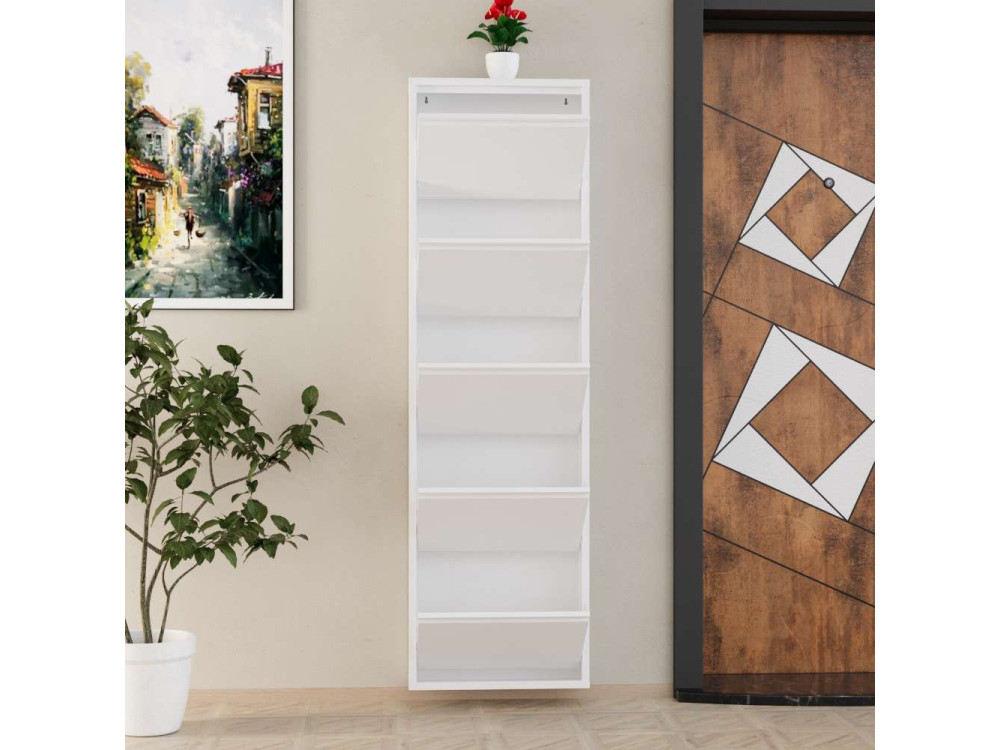 Sapateira metálica "Ayse" - 50 x 15 x 169 cm - Branco