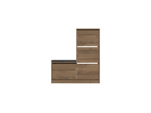 Sapateira "Dude" com assento em madeira - 105 x 26 x 118 cm - Castanho