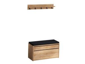 Sapateira de madeira "Boby" com banco - 80 x 35 x 42 cm - Bege