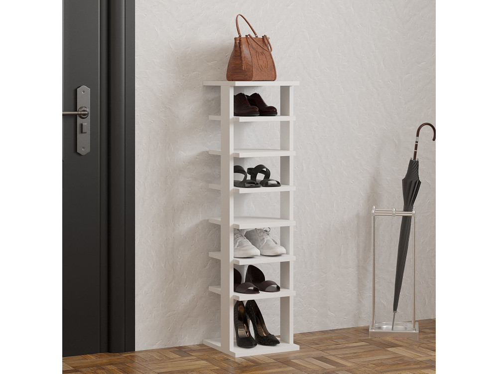Sapateira de madeira "Ayka" - 30 x 30 x 110 cm - Branco