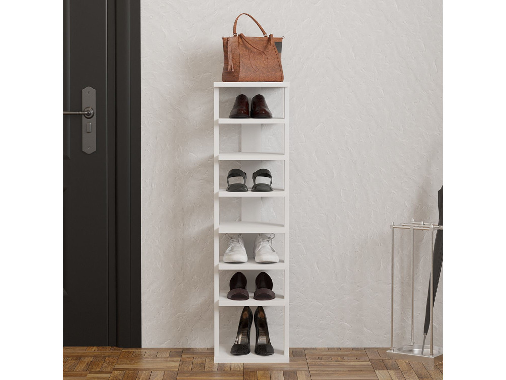 Sapateira de madeira "Ayka" - 30 x 30 x 110 cm - Branco