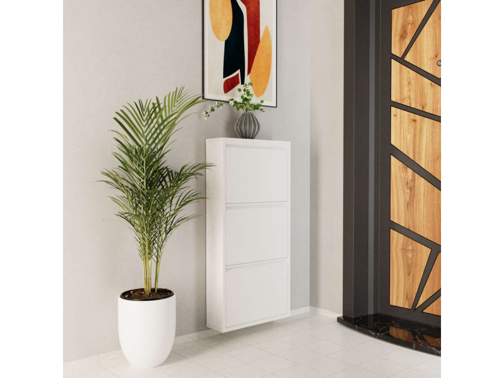 Sapateira metálica "Luna" - 50 x 15 x 103 cm - Branco