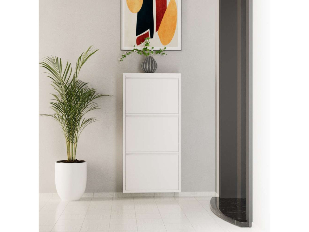 Sapateira metálica "Luna" - 50 x 15 x 103 cm - Branco