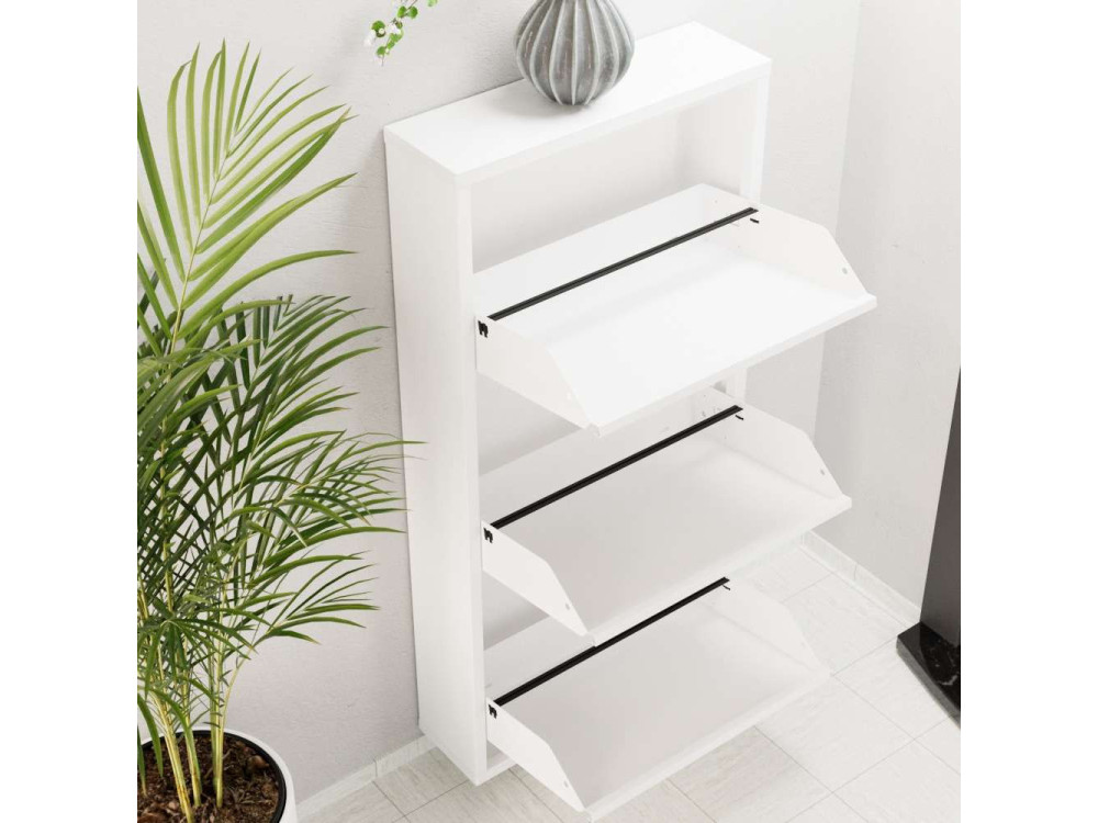 Sapateira metálica "Luna" - 50 x 15 x 103 cm - Branco