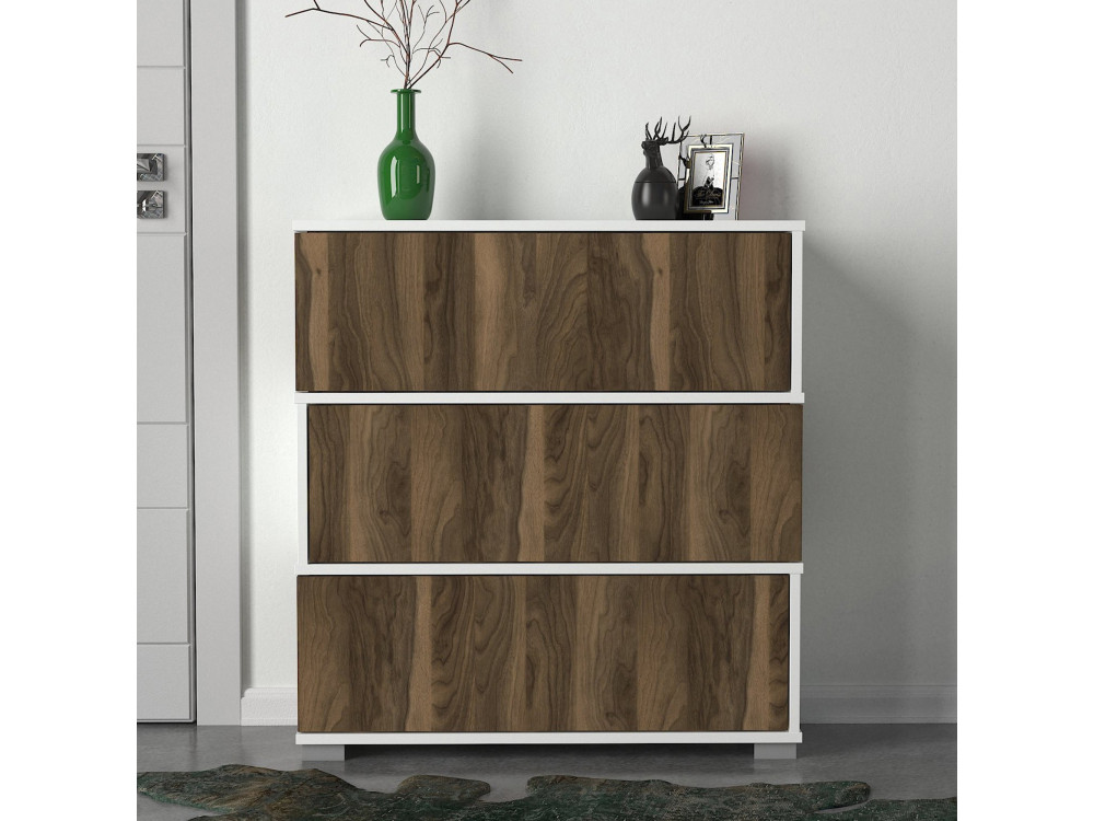 Sapateira de madeira "Napolyon" - 90 x 30 x 93 cm - Castanho