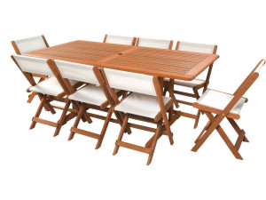 Móveis de jantar para jardim "Seoul" - 1 mesa + 8 cadeiras - Bordo - Bege
