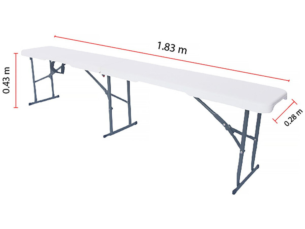 Conjunto de mesa de jardim dobrável + 2 bancos "Foldy" - Branco
