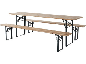 Mesa dobrável de jardim brasserie com 2 bancos "Lisboa" - 218 x 59,5 x 75 cm - Castanho