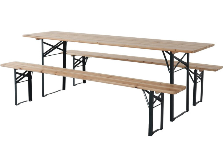 Mesa dobrável de jardim brasserie com 2 bancos "Lisboa" - 218 x 59,5 x 75 cm - Castanho