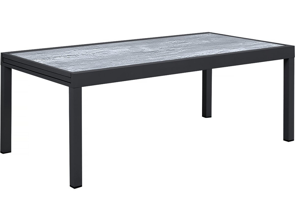 Conjunto de jantar extensível para exterior "Lagos" - Mesa extensível 200/320 x 105 x 76 cm - 10 cadeiras - Preto