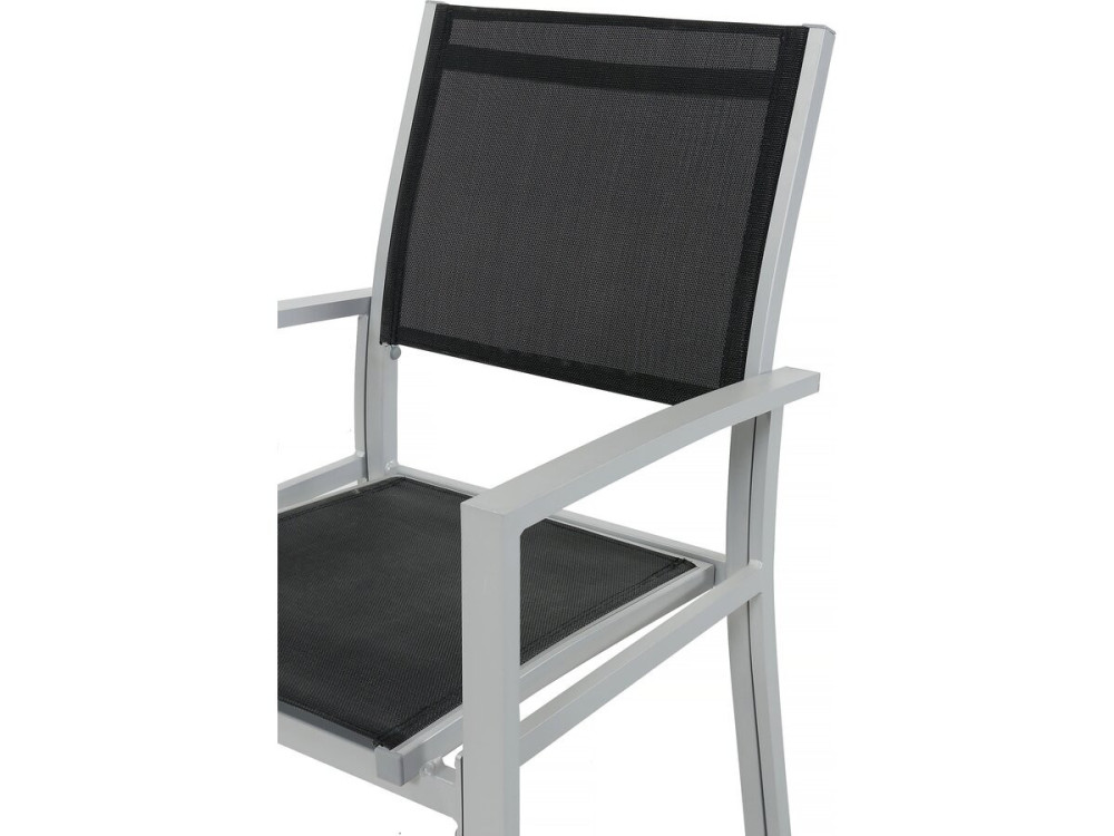 Conjunto de jantar extensível para exterior "Lagos" - Mesa extensível 200/320 x 105 x 76 cm - 10 cadeiras - Preto