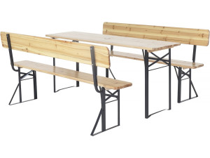 Conjunto de mobiliário de jardim "Lisbon" em madeira com encosto - 180 cm - Castanho