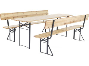 Conjunto de mobiliário de jardim "Lisbon" em madeira com encosto - 220 cm - Castanho