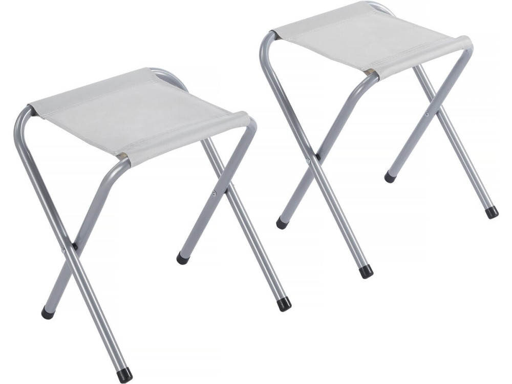 Conjunto de mesa de campismo e 4 bancos rebatíveis - 125 x 60 cm - Branco