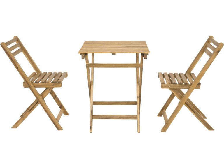 Conjunto de mesa e cadeiras de jardim em madeira "Aldo" - 2 lugares - Castanho