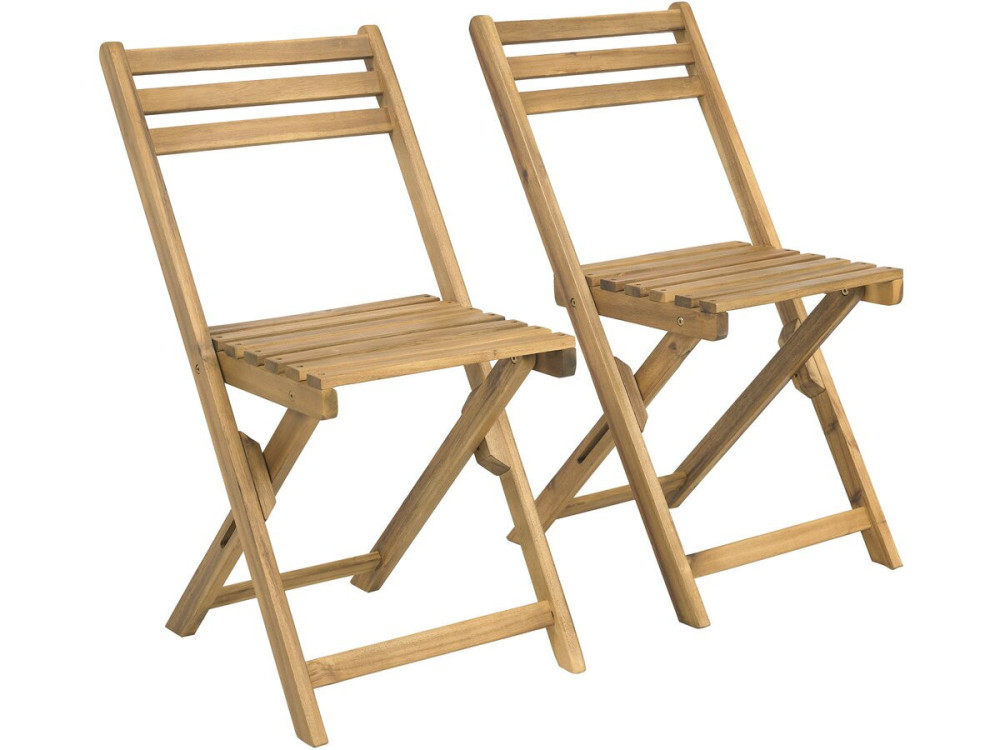 Conjunto de mesa e cadeiras de jardim em madeira "Aldo" - 2 lugares - Castanho