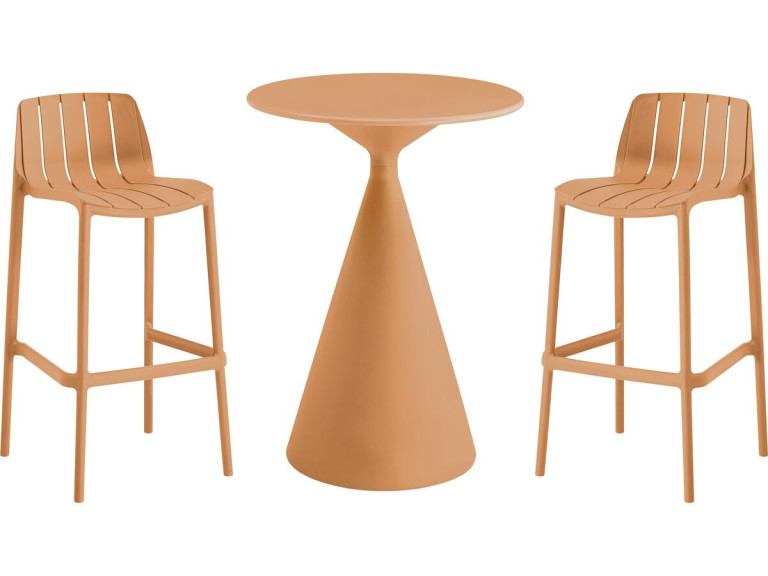 Mesa bistrô e cadeiras altas empilháveis "Vaena" - 2 lugares - Laranja