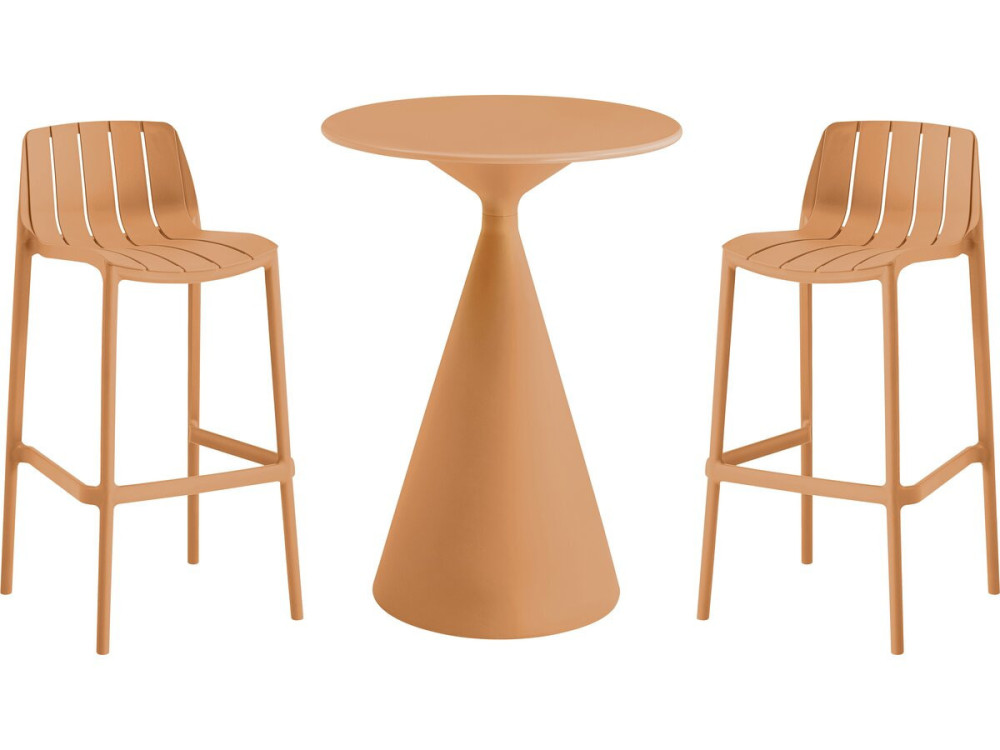 Mesa bistrô e cadeiras altas empilháveis "Vaena" - 2 lugares - Laranja