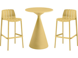 Mesa bistrô empilhável "Vaena" e cadeiras altas - 2 lugares - Amarelo