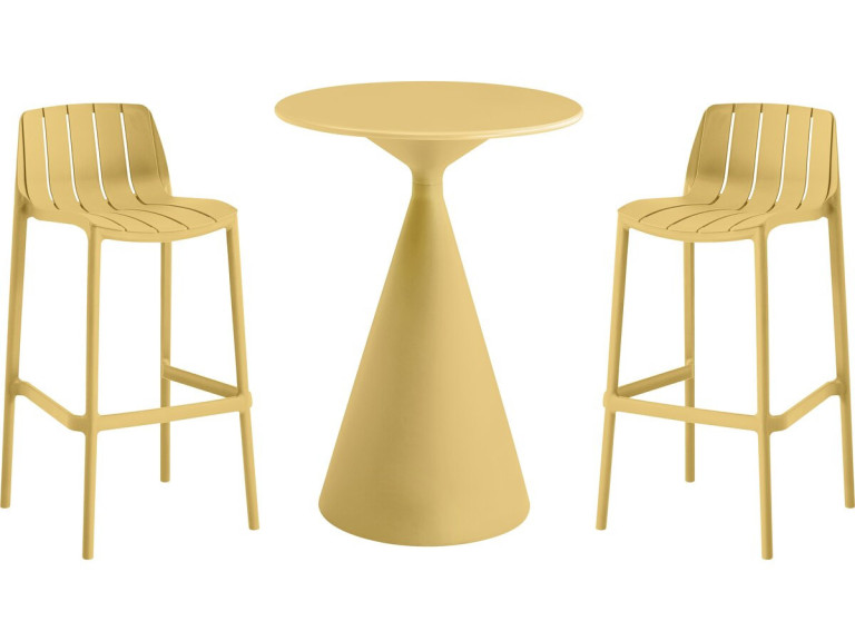 Mesa bistrô empilhável "Vaena" e cadeiras altas - 2 lugares - Amarelo