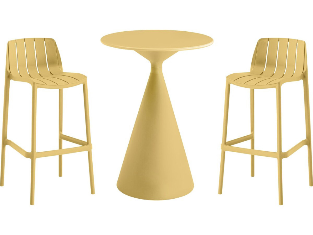 Mesa bistrô empilhável "Vaena" e cadeiras altas - 2 lugares - Amarelo