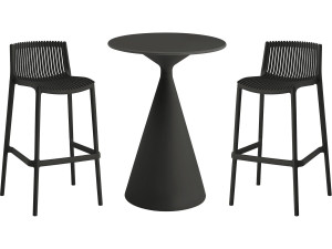 Mesa e cadeiras bistrô empilháveis "Néora" - 2 lugares - Preto
