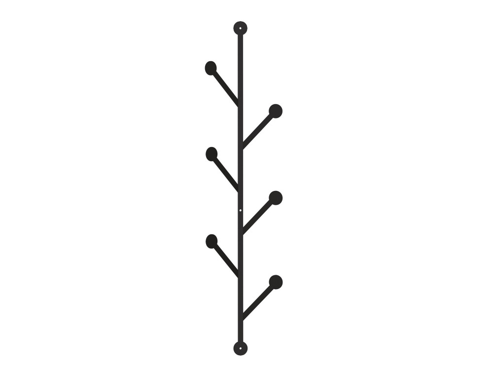 Bengaleiro de parede em metal "Ponpon" - 22 x 5 x 94 cm - Preto