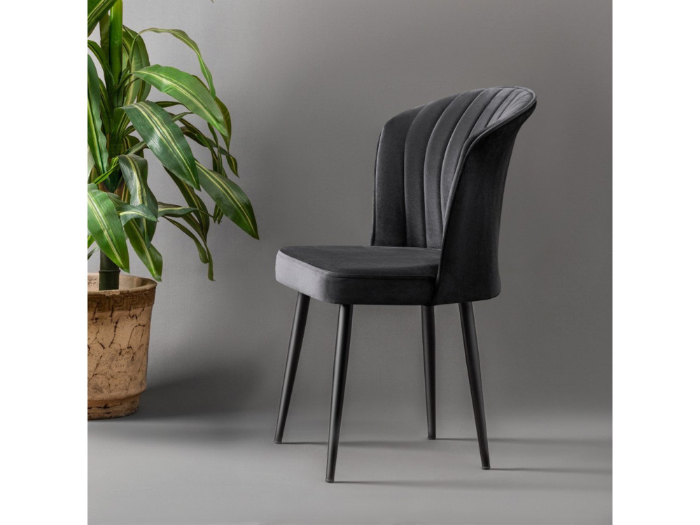 Conjunto de cadeiras de madeira "Rubi" (2 peças) - 52 x 42 x 85 cm - Preto