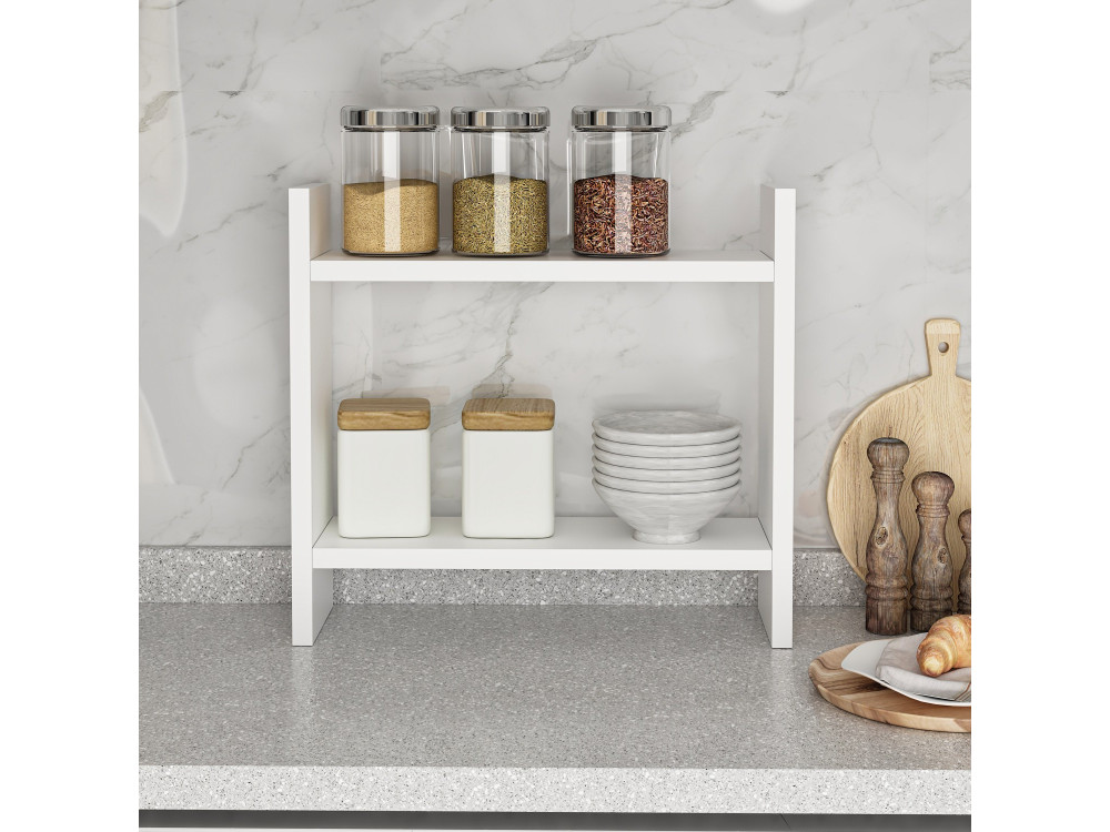 Prateleira de madeira "Denver" para cozinha - 34 x 10 x 30 cm - Branco