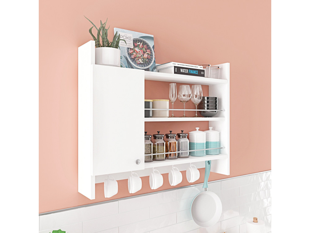 Prateleira de cozinha em madeira "Knerr" - 85 x 13 x 65 cm - Branco