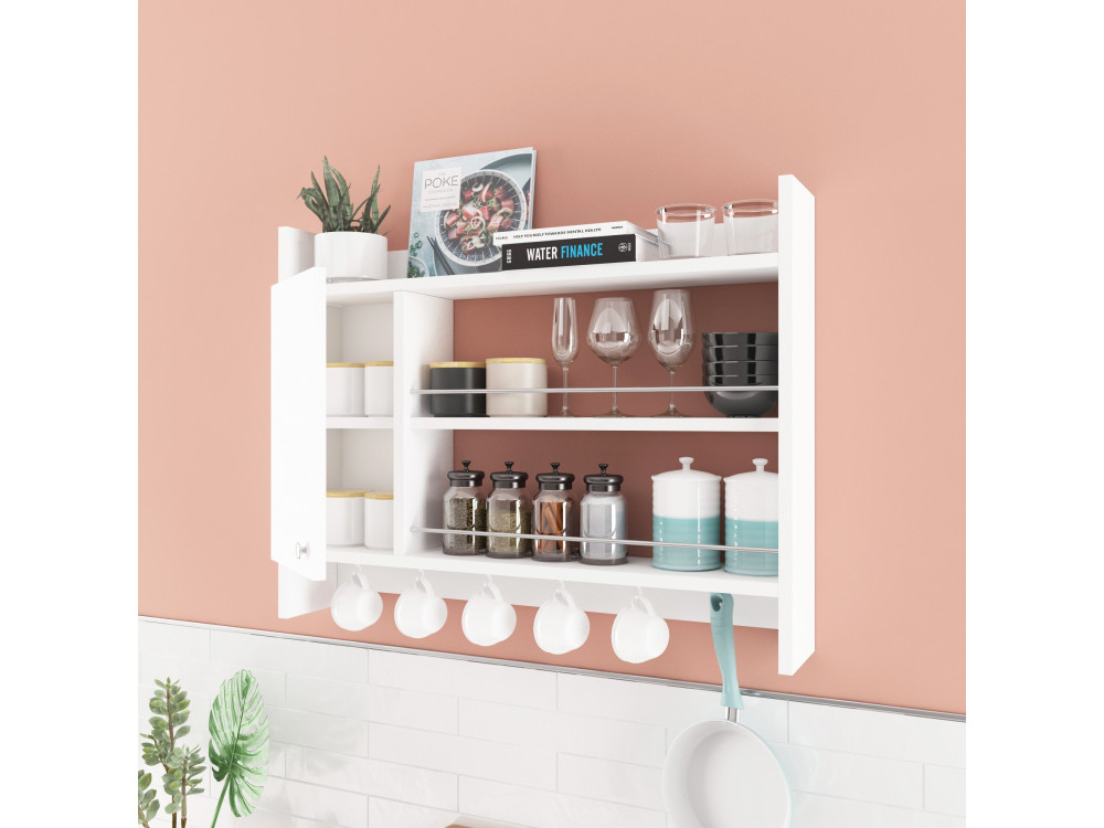 Prateleira de cozinha em madeira "Knerr" - 85 x 13 x 65 cm - Branco