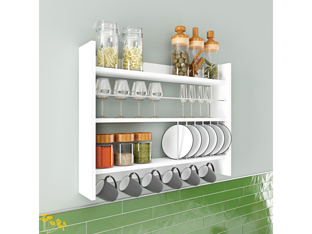 Prateleira de cozinha em madeira "Kolin" - 85 x 13 x 65 cm - Branco