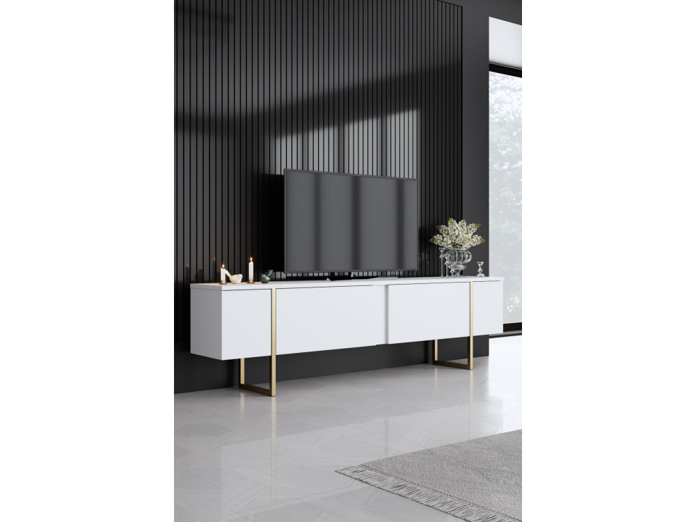Conjunto de mobiliário para sala de estar em madeira "Luxe" - 160 x 35 x 80 cm - Branco