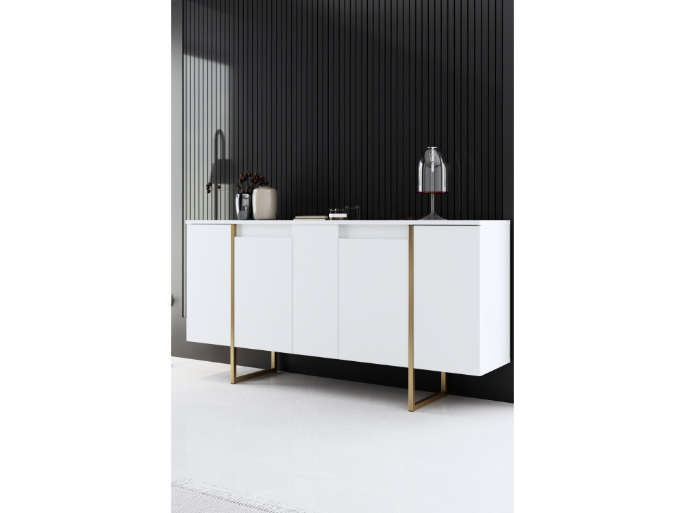 Conjunto de mobiliário para sala de estar em madeira "Luxe" - 160 x 35 x 80 cm - Branco