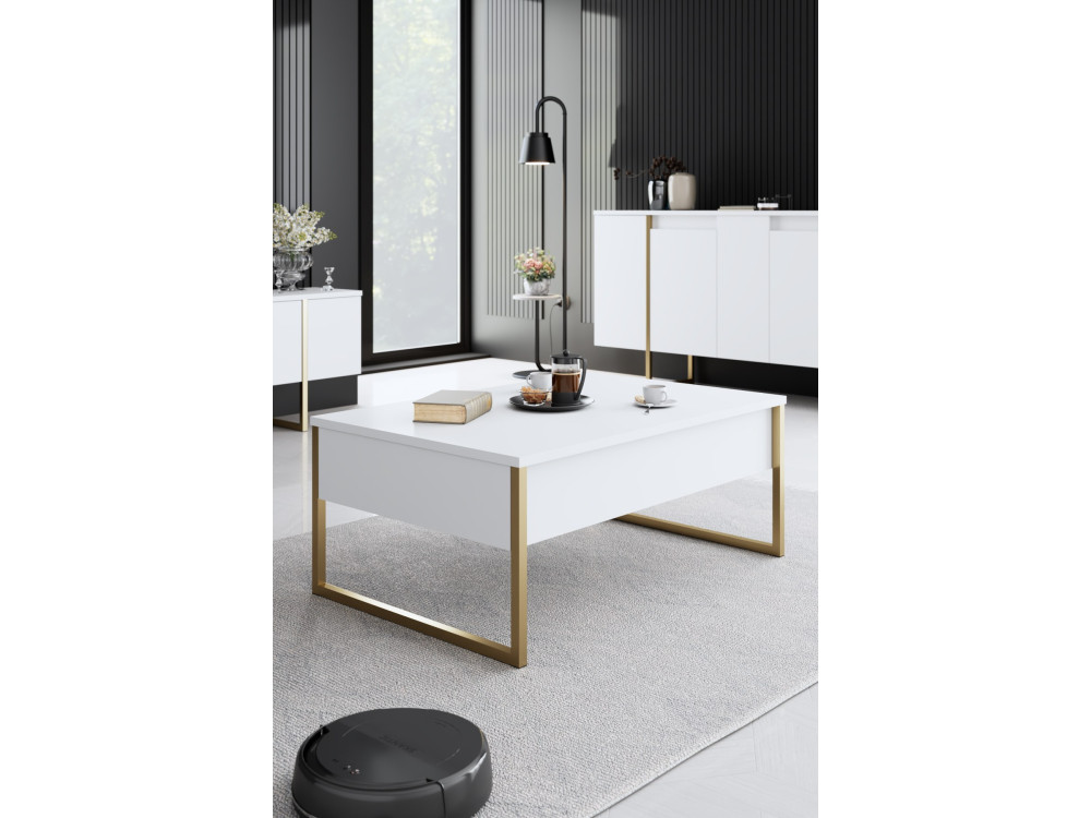 Conjunto de mobiliário para sala de estar em madeira "Luxe" - 160 x 35 x 80 cm - Branco