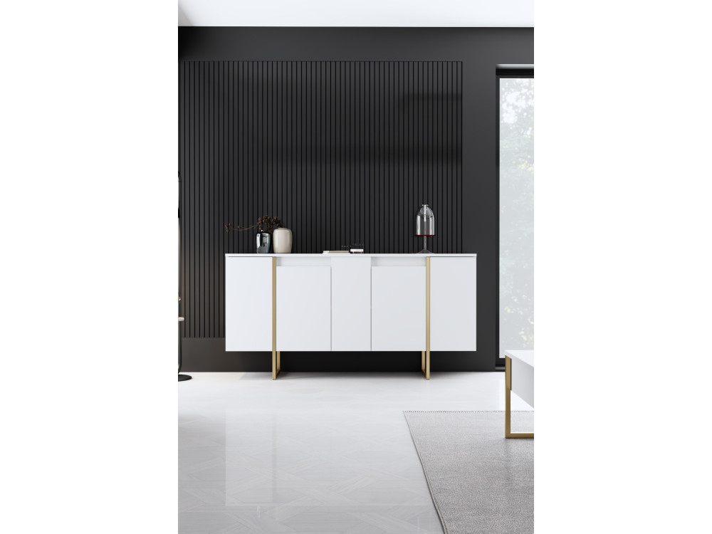 Conjunto de mobiliário para sala de estar em madeira "Luxe" - 160 x 35 x 80 cm - Branco