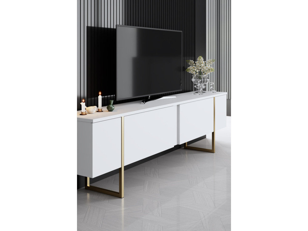 Conjunto de mobiliário para sala de estar em madeira "Luxe" - 160 x 35 x 80 cm - Branco