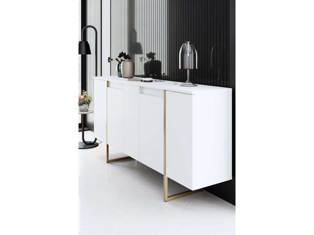 Conjunto de mobiliário para sala de estar em madeira "Luxe" - 160 x 35 x 80 cm - Branco
