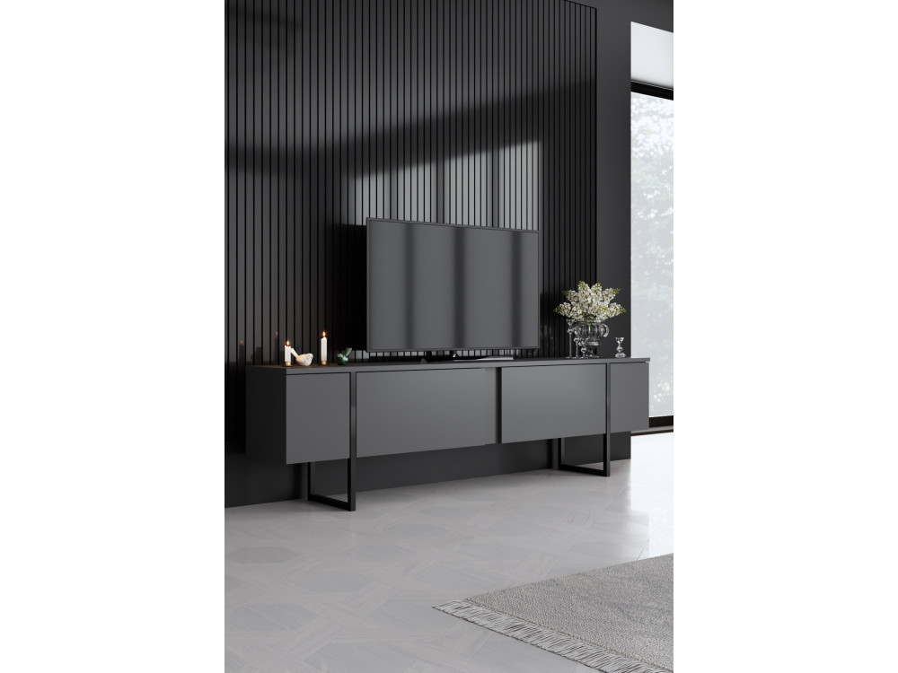 Conjunto de mobiliário para sala de estar em madeira "Luxe" - 160 x 35 x 80 cm - Preto