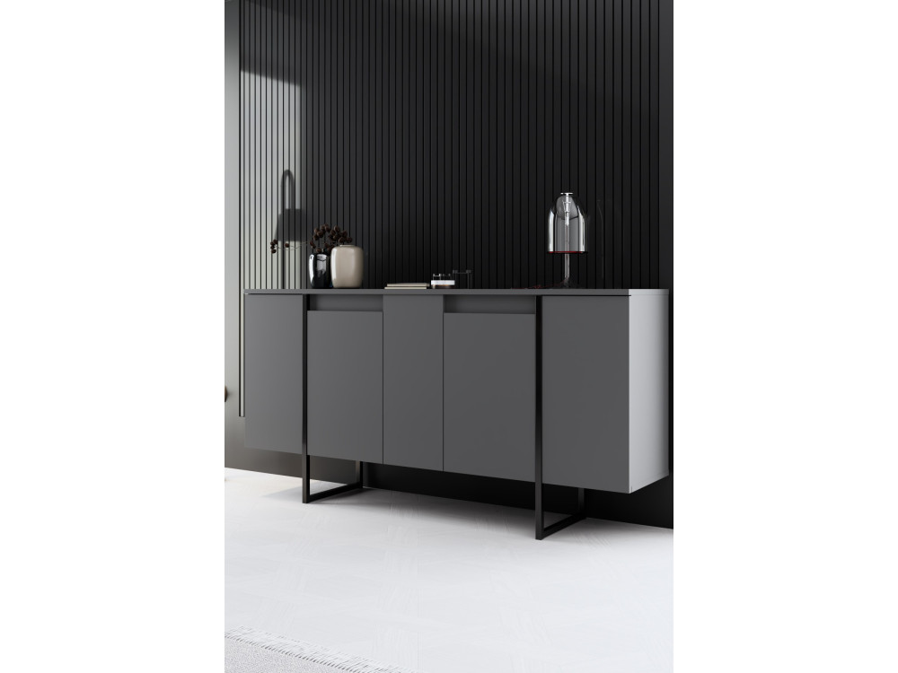 Conjunto de mobiliário para sala de estar em madeira "Luxe" - 160 x 35 x 80 cm - Preto