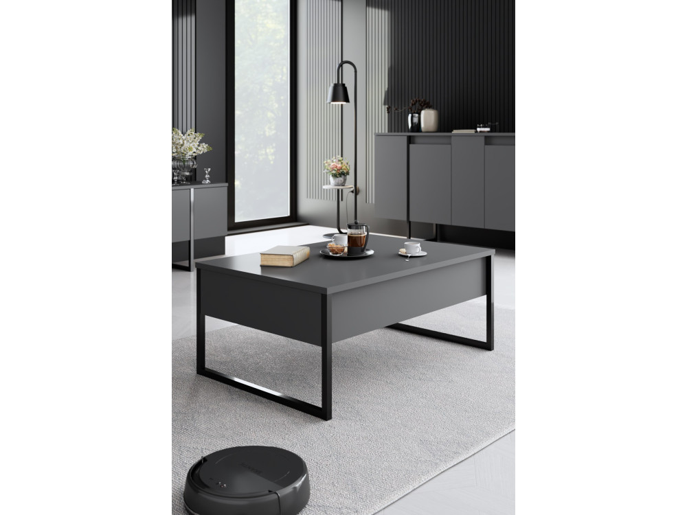 Conjunto de mobiliário para sala de estar em madeira "Luxe" - 160 x 35 x 80 cm - Preto