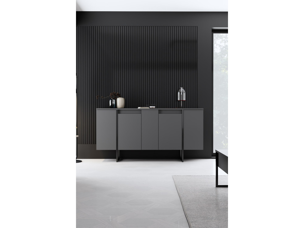 Conjunto de mobiliário para sala de estar em madeira "Luxe" - 160 x 35 x 80 cm - Preto