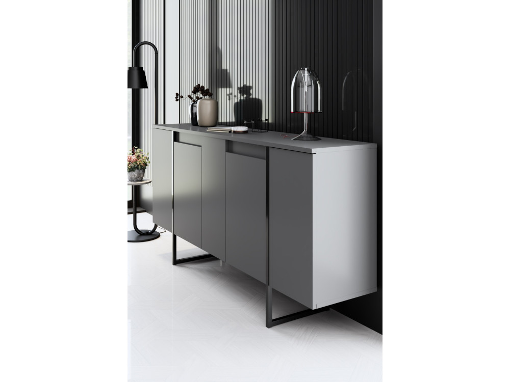 Conjunto de mobiliário para sala de estar em madeira "Luxe" - 160 x 35 x 80 cm - Preto