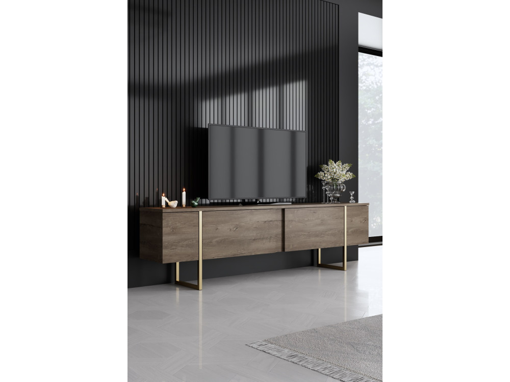 Conjunto de mobiliário para sala de estar em madeira "Luxe" - 160 x 35 x 80 cm - Castanho