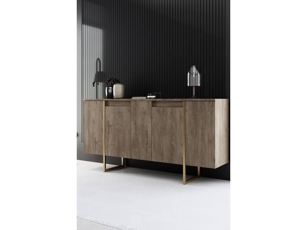 Conjunto de mobiliário para sala de estar em madeira "Luxe" - 160 x 35 x 80 cm - Castanho
