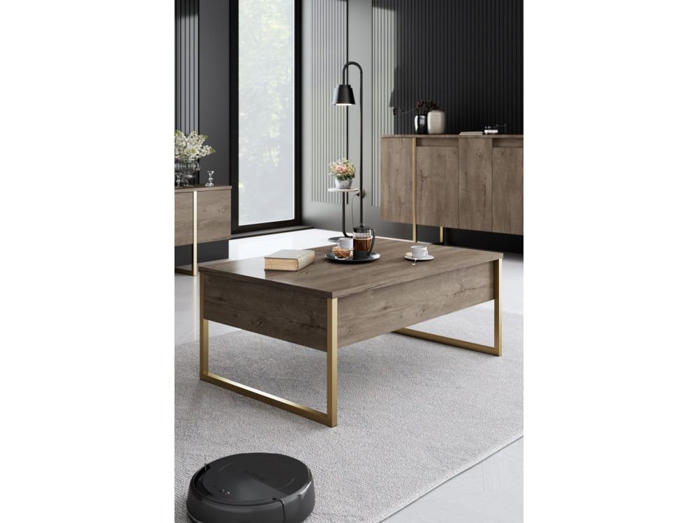 Conjunto de mobiliário para sala de estar em madeira "Luxe" - 160 x 35 x 80 cm - Castanho