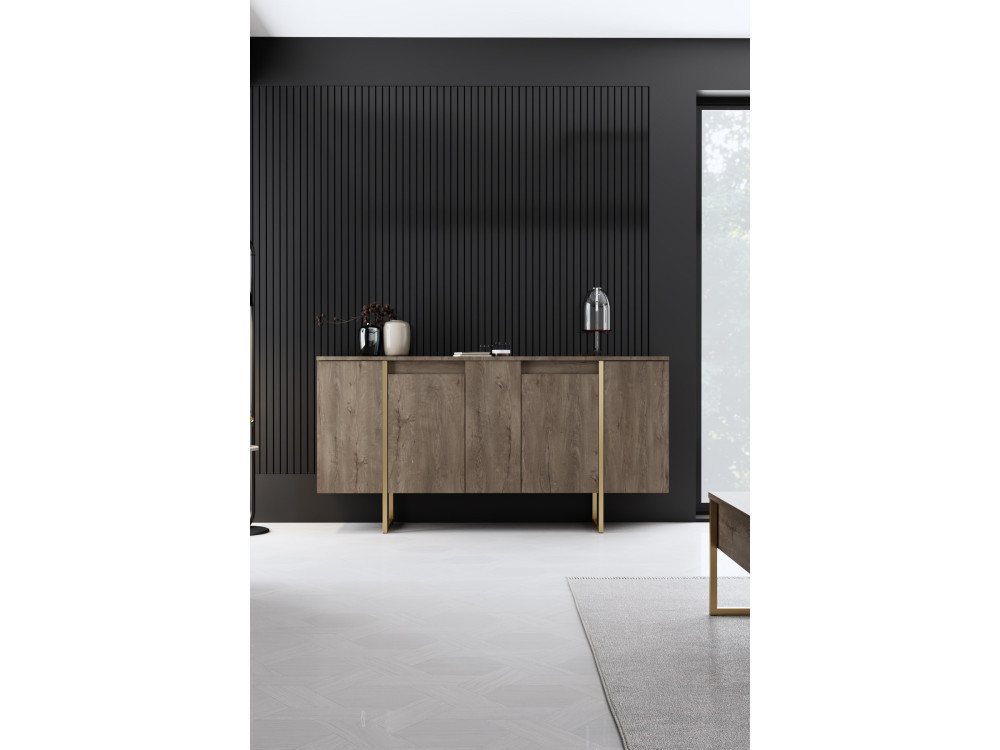 Conjunto de mobiliário para sala de estar em madeira "Luxe" - 160 x 35 x 80 cm - Castanho