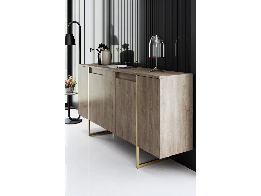 Conjunto de mobiliário para sala de estar em madeira "Luxe" - 160 x 35 x 80 cm - Castanho