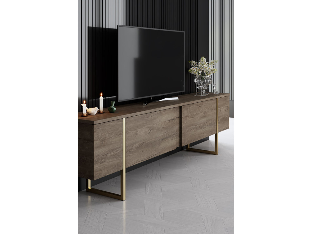 Conjunto de mobiliário para sala de estar em madeira "Luxe" - 160 x 35 x 80 cm - Castanho